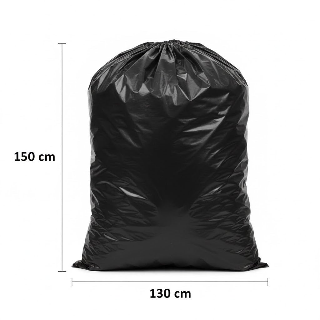 Bolsas de Basura Negras 130X150 CM 80 Micras - (1 Pack 50 Unidades)