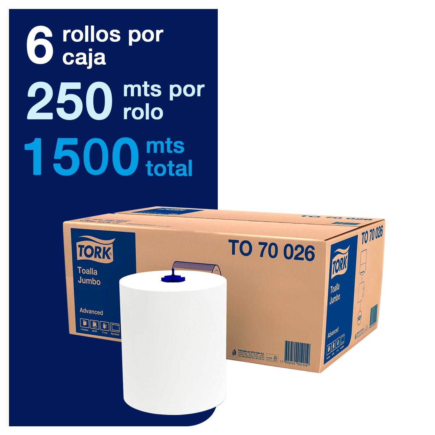 Toalla Jumbo Advanced - (6 Rollos x 250 Mts)