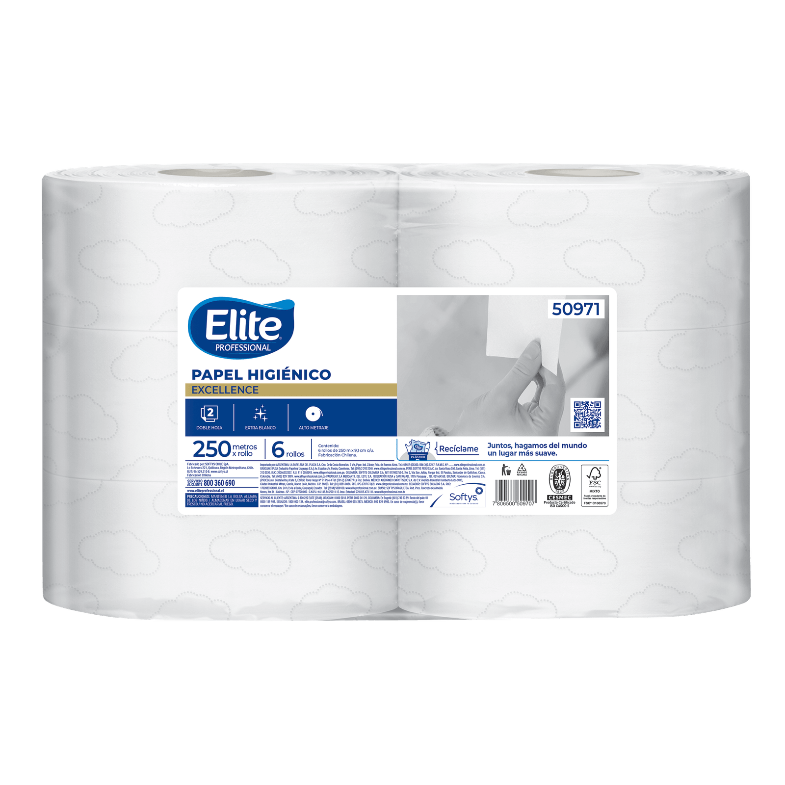 Excellence 50971 – Papel Higiénico Doble Hoja Extra Blanco