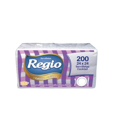 Servilleta Cocktail Regio Premium Hoja Simple 24x24 cm 200 Unidades