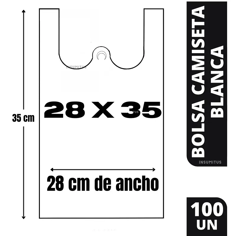 Bolsa Camiseta Blanca 28x35cm (100un)