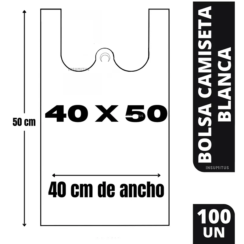 Bolsa Camiseta Blanca 40x50cm (100un)