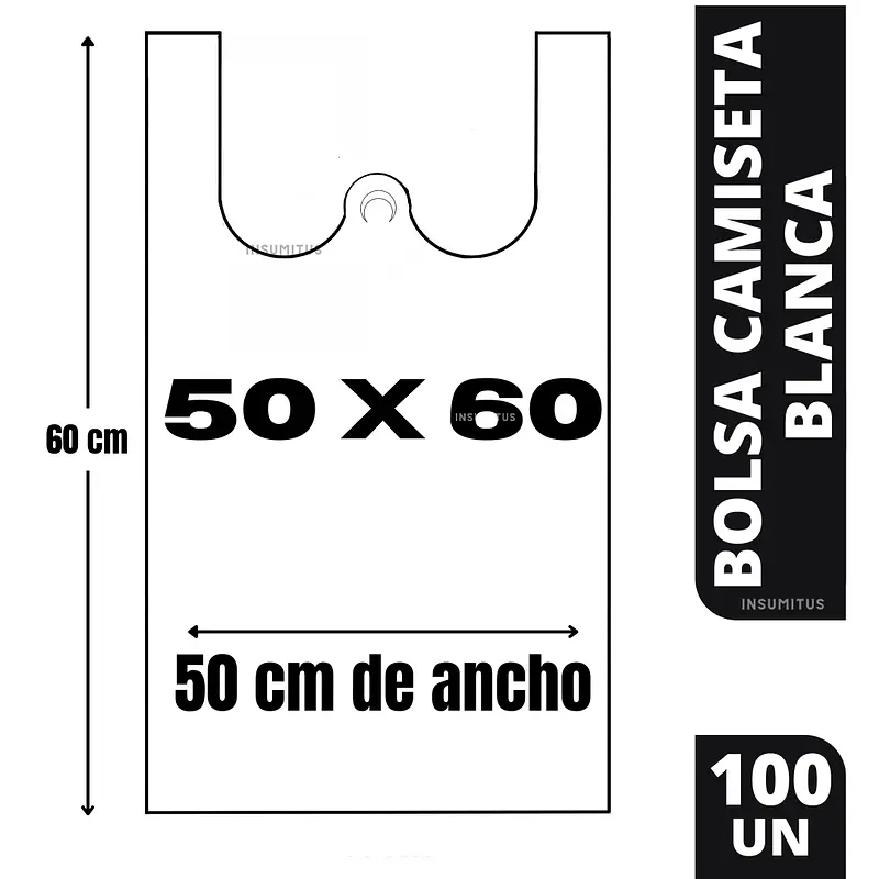 Bolsa Camiseta Blanca 50x60cm (100un)