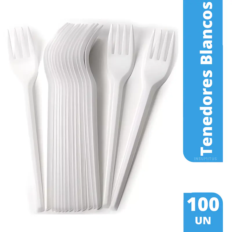 Tenedor Blanco Desechable (100 unidades)