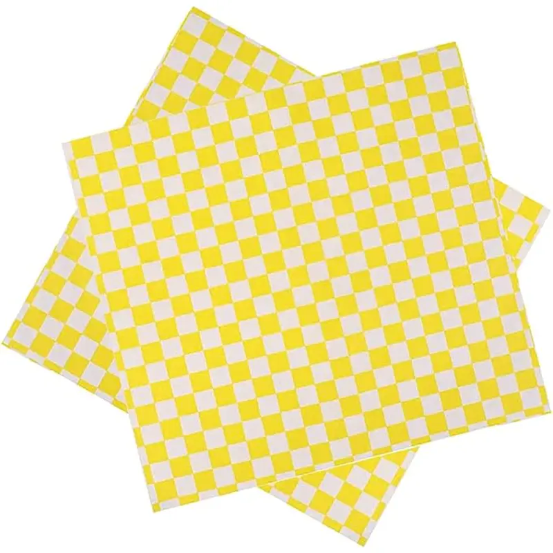 Papel Antigrasa Cuadros Amarillos 33x33cm (100 hojas)
