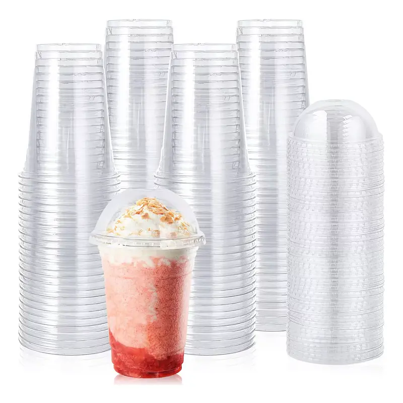 Vaso Pet con Tapa Domo Sin Hoyo 350ml - 12oz (50 unidades)