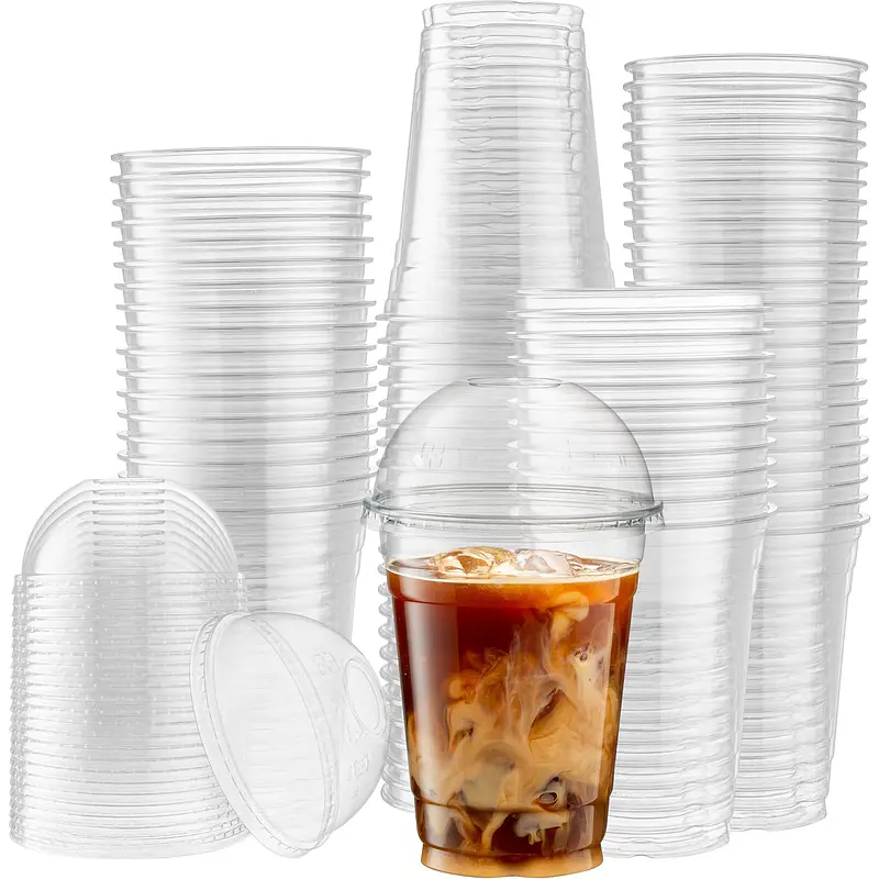 Vaso Pet con Tapa Domo con Hoyo 500ml - 16oz (50 unidades)