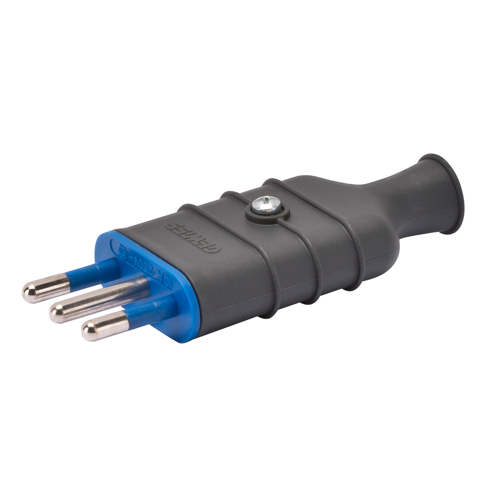 Enchufe Macho Volante con Tierra 10A Negro