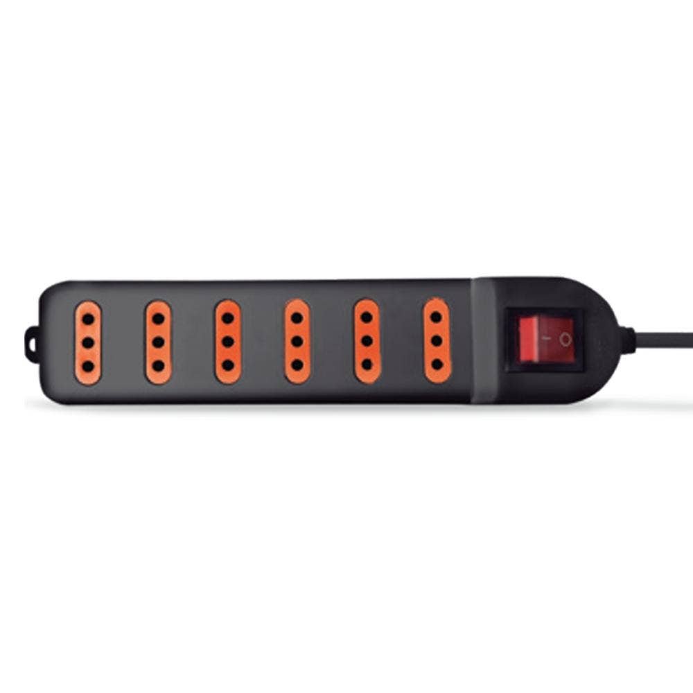 Alargador múltiple 6 tomas con interruptor 3 metros negro