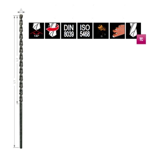 Broca DIN 8039 12x400mm para Concreto