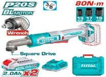 LLAVE CHICHARA ANGULAR INALAMBRICO 20V 3/8" 80NM CON BAT Y CARG