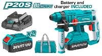 ROTOMARTILLO INALAMBRICO 20V 1,5J SDS PLUS TOTAL +2 BAT+CARGADOR