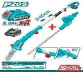 MOTOSIERRA MINI + CORTACETOS EXTENDIBLE INALAMBRICA 20V TOTAL