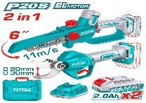 KIT MOTOSIERRA MINI 5" + TIJERA PODAR INALAMBRICO 20V TOTAL