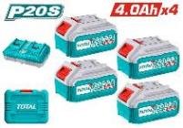 KIT DE BATERIAS 20V 4.0AH X 4PCS  Y CARGADOR TOTAL