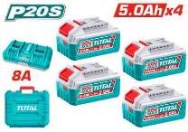 KIT DE BATERIAS Y CARGADOR 8A 20V 5.0AH X 4PCS TOTAL