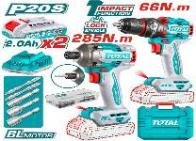 KIT TALADRO IMPACTO 66NM + LLAVE IMPACTO DADO 285NM INALAMBRICO TOTAL