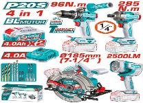 KIT TALADRO + ATORNILLADOR + SIERRA CIRCULAR + LAMPARA 20V TOTAL