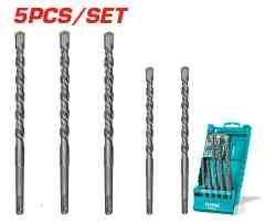 JGO BROCAS P/ ROTOMARTILLO X 5PCS SDS PLUS TOTAL