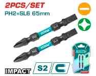 JGO PUNTAS DESTORNILLADOR 2PCS PH2+SL6 65MM TOTAL