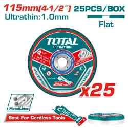 DISCO CORTE P/ METAL ABRASIVO 115MM X 1.0MM POR 25PCS TOTAL