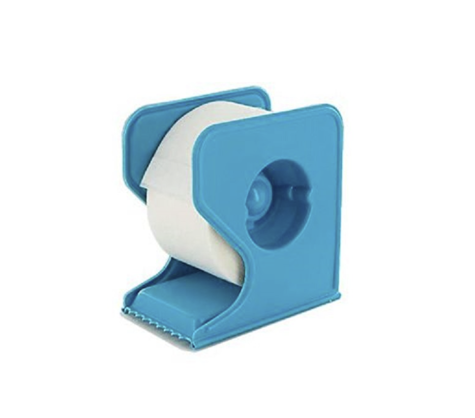 Tela adhesiva microporosa papel blanco 2,5cm ancho x 9 mts con dispensador caja x 12 unid