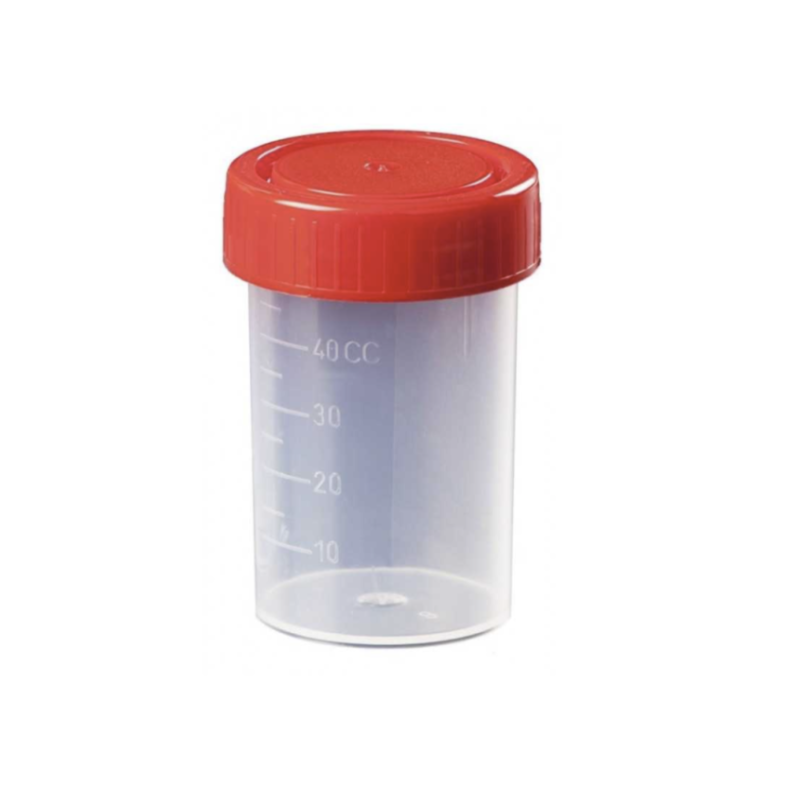 Frascos de Orina Urocultivo Estériles Tapa Rosca Roja de 60ml caja x 500 unid