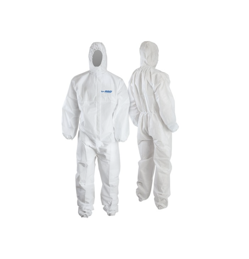 Buzos de Protección Coveral uso clínico médico Microporoso 50G PP + PE caja x 50 unid (Tallas de M a 2XL disponibles)