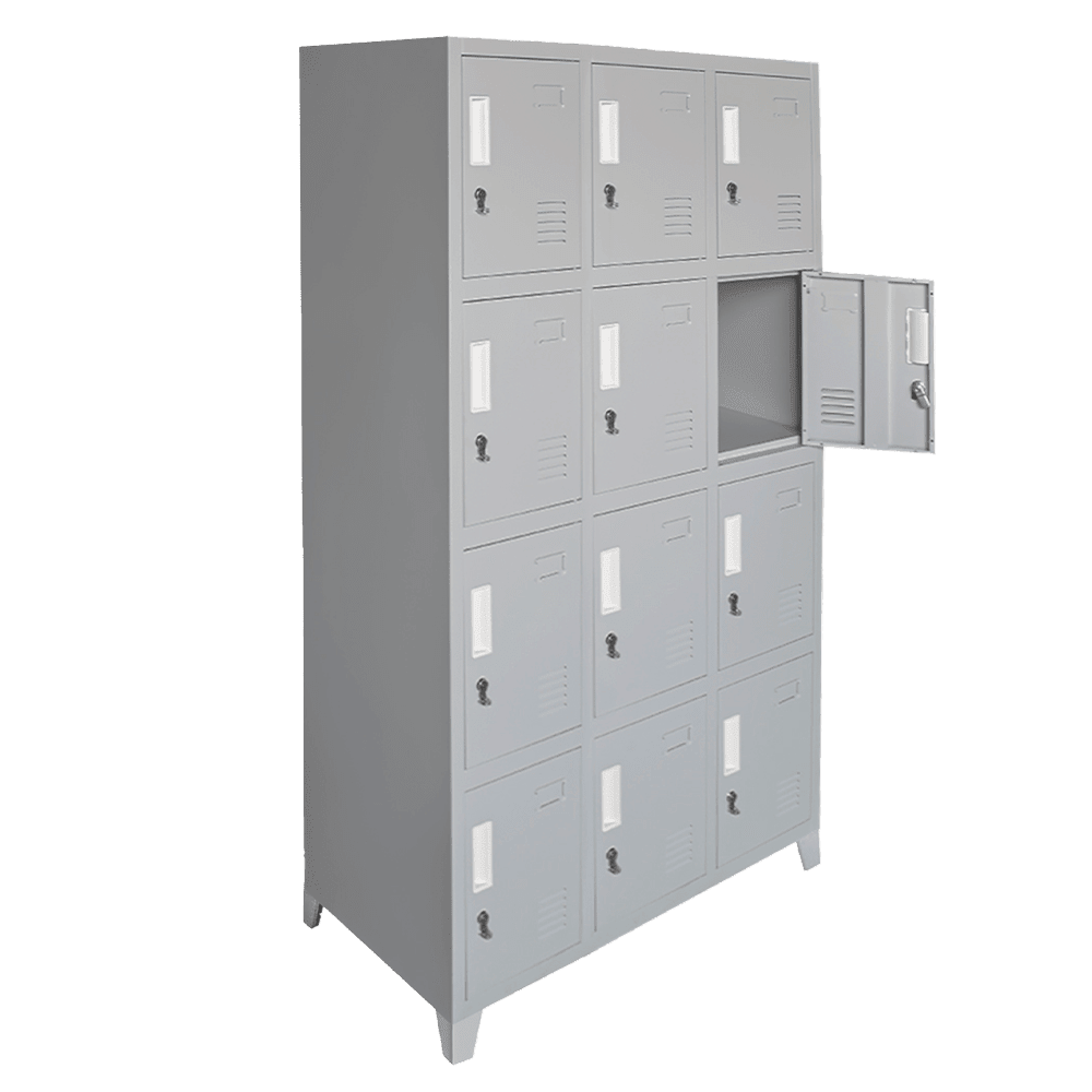 Locker Metálico 3 Cuerpos 12 Puertas con Portacandado