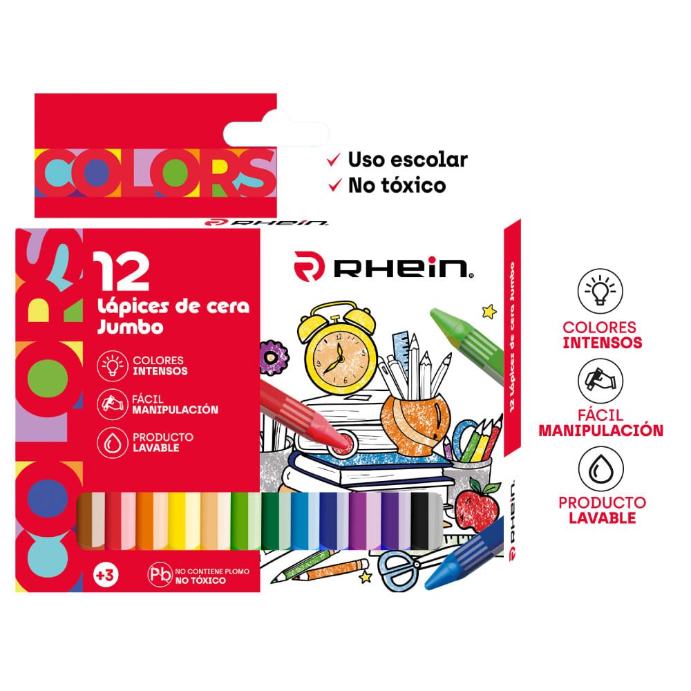 Lápices Cera Jumbo 12 Colores Triangular