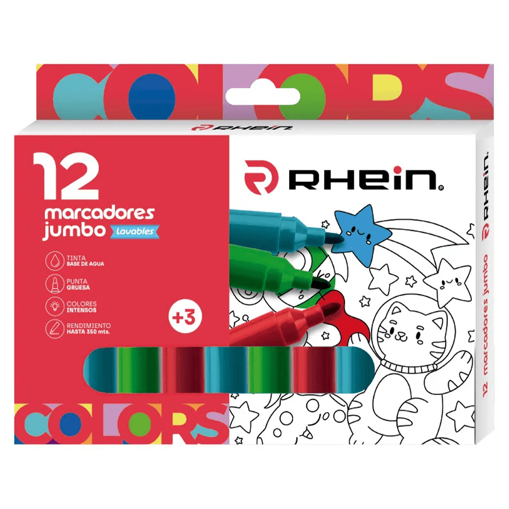 Plumon Escolar Jumbo 12 Colores