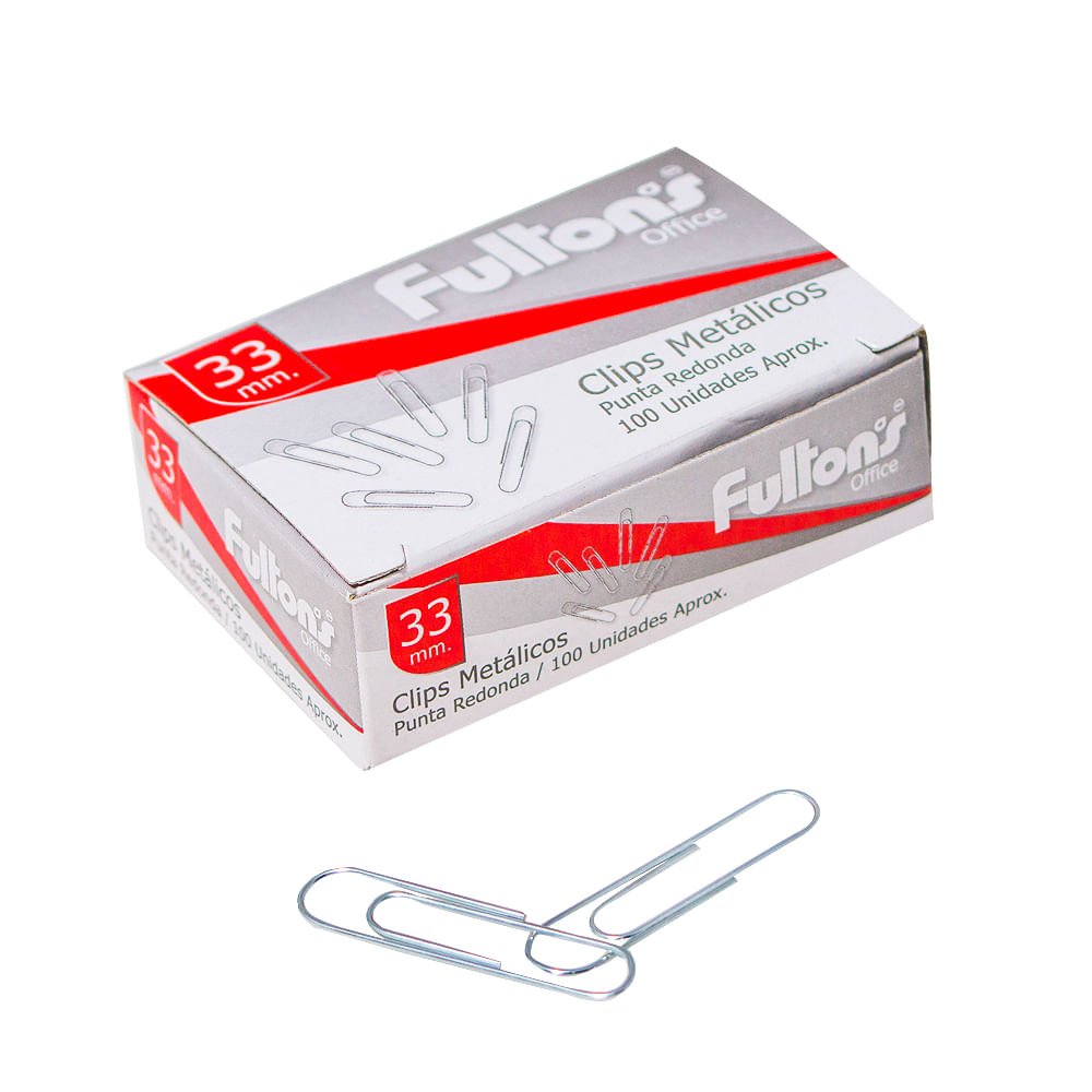 Clip N1 Redondo Cromado 33 Mm Metálico Caja 100 Unidades