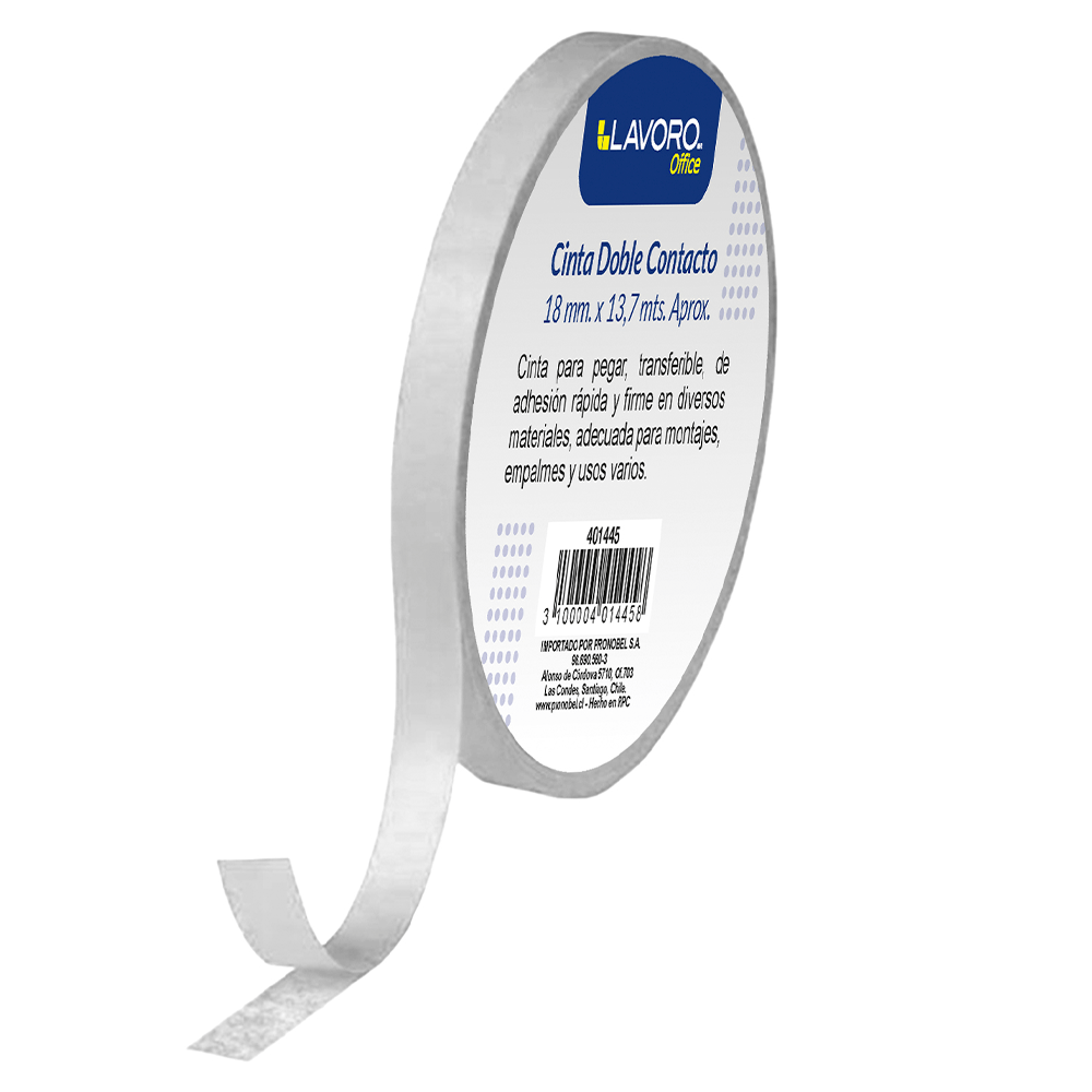 Cinta adhesiva Doble Contacto 18 Mm x 13,7 Mt Blanco