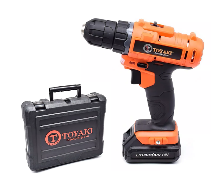 TALADRO RECARGABLE 14V 10MM LITIO TOYAKI + 2 BAT +1 CARG