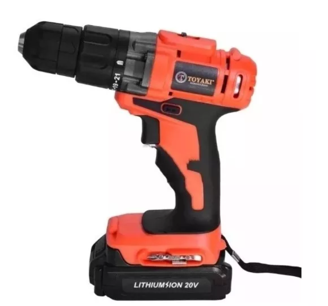 TALADRO INALAMBRICO 10MM 20V LITIO TOYAKI + 2 BAT + 1 CAR